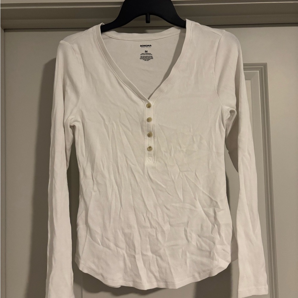 Sonoma White Button-Down Long Sleeve Shirt